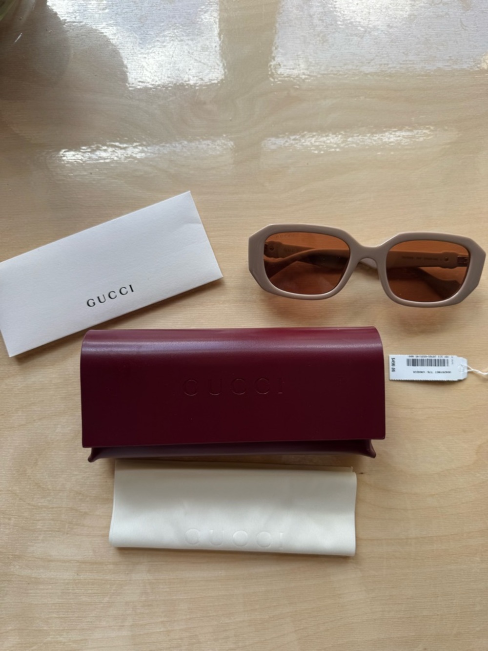 Gucci Beige Frame Sunglasses with Brown Lenses